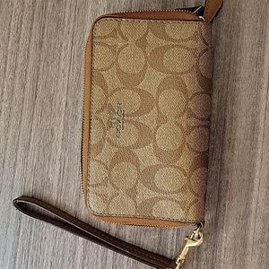 Coach brown zip around wallet